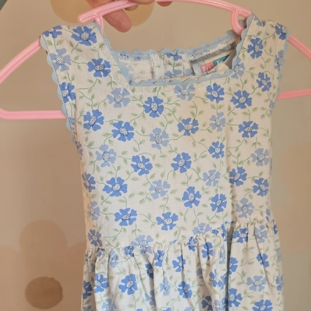 Vintage Floral Blue and White Girls Dress Size 3 - Picture 4 of 7
